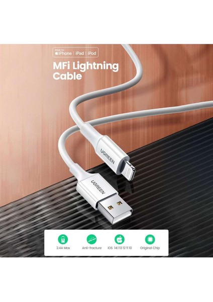Lightning - USB-A MFi Sertifikalı İphone Hızlı Şarj Kablosu, 2 m, Siyah, 80823