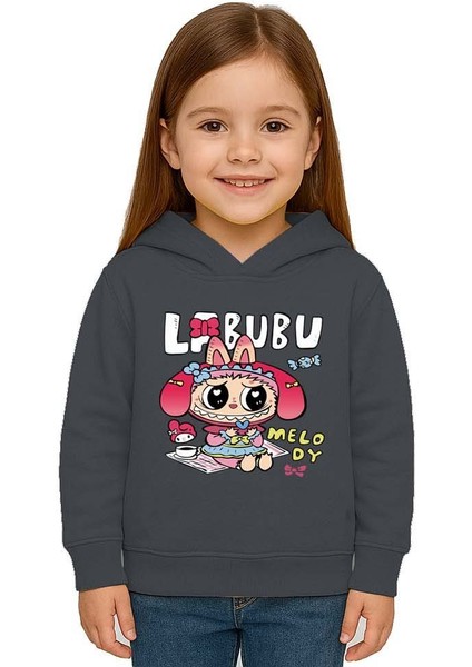 Unisex Baskılı Çocuk Swaetshirt Labubu Baskılı Kapüşonlu 3 Iplik Şardonlu fiyatları