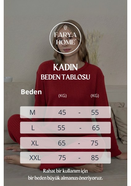 Kalın Kışlık Interlok Şeritli Uzun Kollu Örme Pijama Takımı