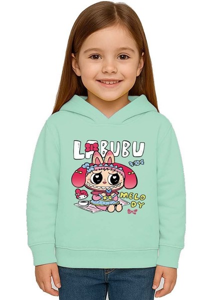 Unisex Baskılı Çocuk Swaetshirt Labubu Baskılı Kapüşonlu 3 Iplik Şardonlu fiyatları