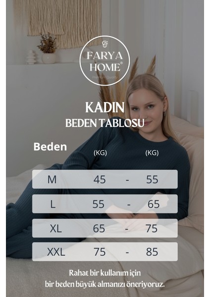 Kalın Kışlık Interlok Şeritli Uzun Kollu Örme Pijama Takımı