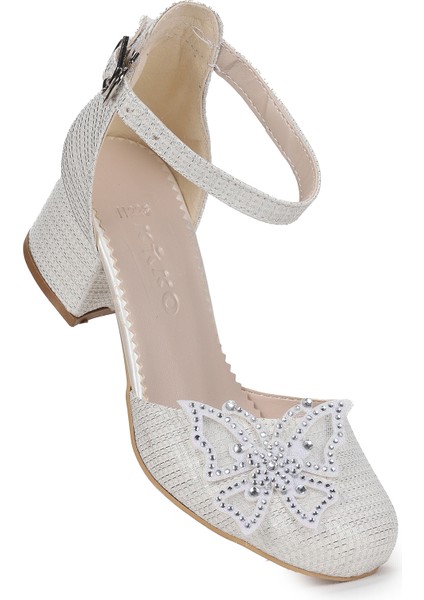 Zete Kum Simli Kız Çocuk 4 cm Topuklu Abiye Ayakkabı