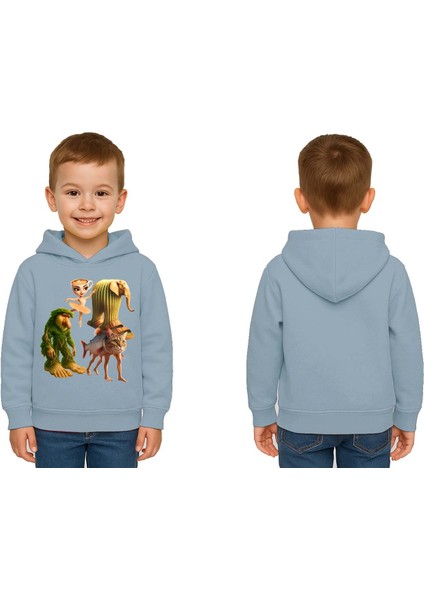 Unisex Brainrot Baskılı Çocuk Swaetshirt Kapüşonlu 3 Iplik Şardonlu