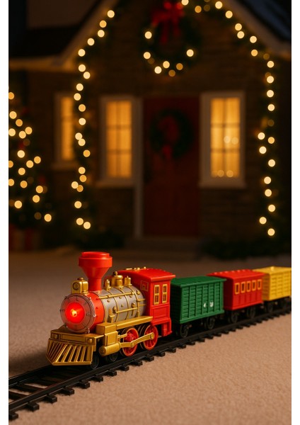 Işıklı Sesli Pilli Klasik Retro Tren Seti 17 Parça Raylı Oyuncak Tren Modeli