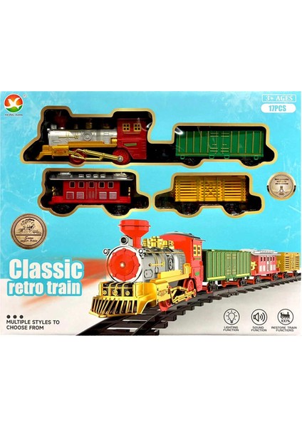 Işıklı Sesli Pilli Klasik Retro Tren Seti 17 Parça Raylı Oyuncak Tren Modeli fiyatları