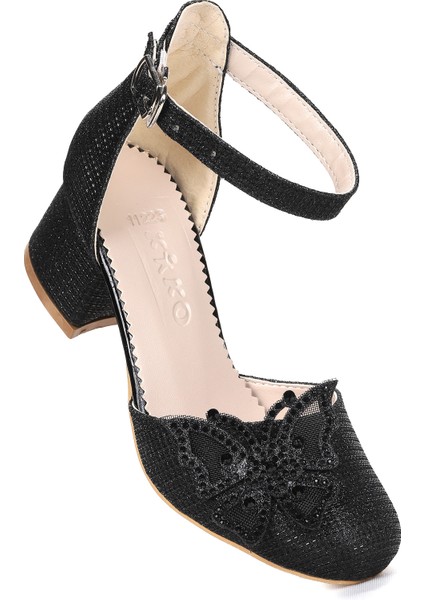 Zete Kum Simli Kız Çocuk 4 cm Topuklu Abiye Ayakkabı