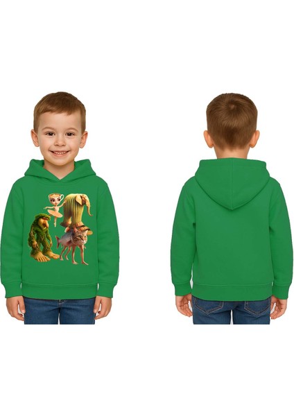 Unisex Brainrot Baskılı Çocuk Swaetshirt Kapüşonlu 3 Iplik Şardonlu