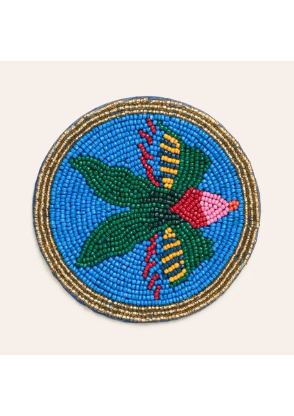 Dadrı Cam - Polyester Bardak Altlığı 10 cm Mavi