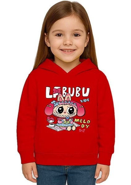 Unisex Baskılı Çocuk Swaetshirt Labubu Baskılı Kapüşonlu 3 Iplik Şardonlu fiyatları