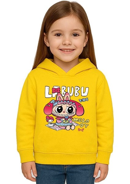 Unisex Baskılı Çocuk Swaetshirt Labubu Baskılı Kapüşonlu 3 Iplik Şardonlu fiyatları