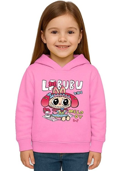 Unisex Baskılı Çocuk Swaetshirt Labubu Baskılı Kapüşonlu 3 Iplik Şardonlu fiyatları
