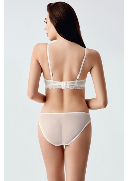 Kadın Desteksiz Dantel Işleme Ekru Sütyen Takım - Şık ve Konforlu Form C1T6N1443 fırsatları