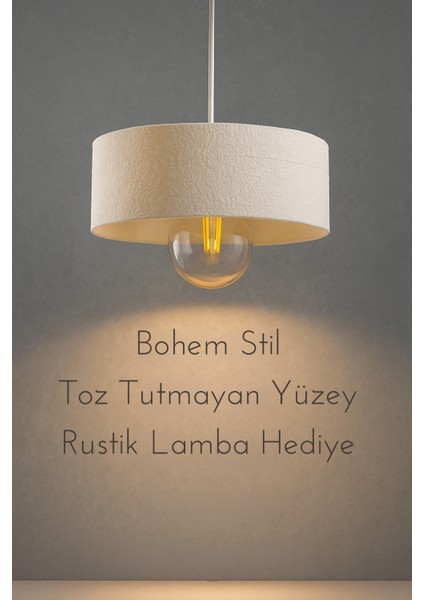 Oval Lüks Beton Görünümlü Modern Avize Vegan Toz Tutmayan Salon, Mutfak, Oturma Odası