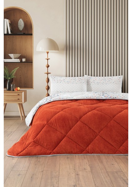 Evoria Battal Boy Lüx Wellsoft Yorgan Çift Taraflı - 2 Adet Yastık Kılıflı Yorgan Seti 215X235 cm