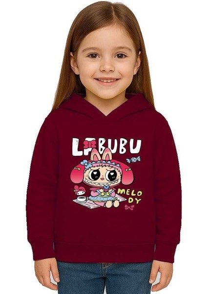Unisex Baskılı Çocuk Swaetshirt Labubu Baskılı Kapüşonlu 3 Iplik Şardonlu fiyatları
