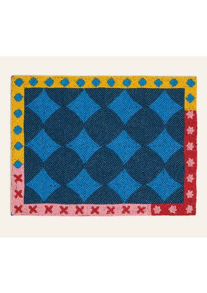 Dadrı Cam - Polyester Amerikan Servis 30X40 cm Mavi