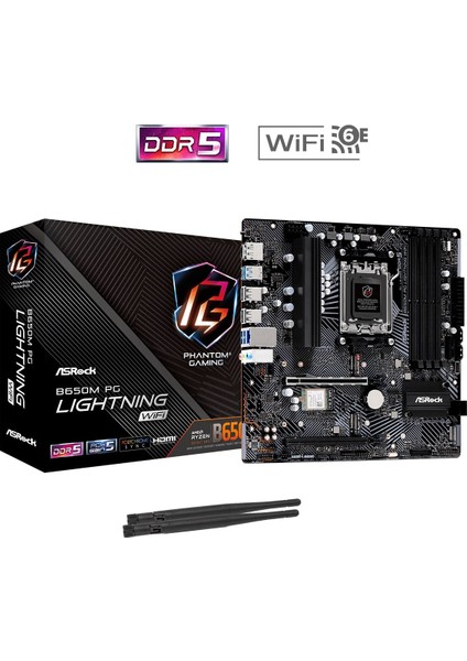 B650M Pg Lightning Wifi 90-MXBK2-A0UAYZ Amd B650 Soket Am5 Ddr5 7200(OC)MHZ Matx Gaming (Oyuncu) Anakart