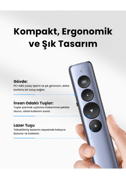 Lazer Presenter Kablosuz Sunum Kumandası, 50654