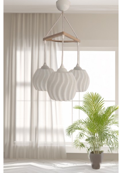 Modern Sarkıt Üçlü Bohem Avize ( 23X27 cm ) Bubble Serisi Salon Mutfak Oturma Odası Cafe Bar