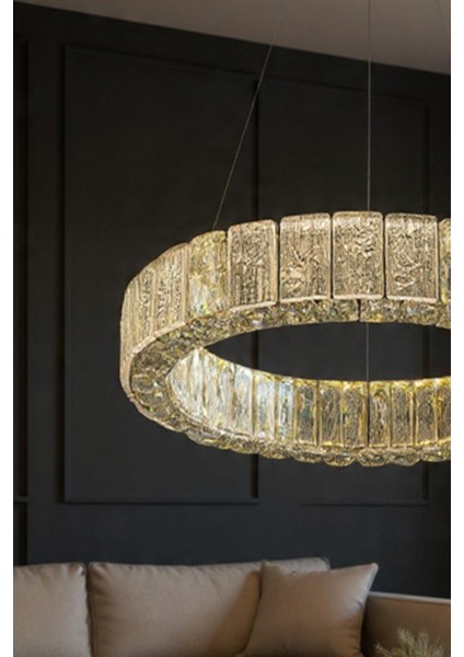 Liva 60 cm Kristal Taş Detaylı LED Avize – Salon & Oturma Odası fiyatları