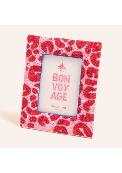 Dadrı Cam Boncuk-Ahşap Çerçeve 21X17 cm Fuşya