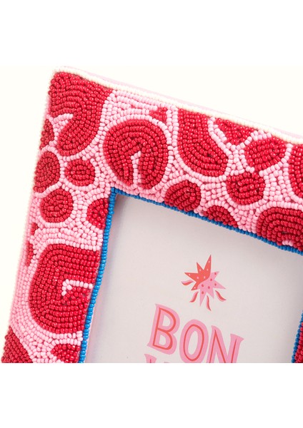 Dadrı Cam Boncuk-Ahşap Çerçeve 21X17 cm Fuşya modelleri