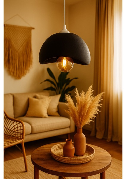 Siyah Beton Görünümlü Modern Sarkıt Avize, Vegan, Toz Tutmayan Salon, Oturma Odası, Çocuk Odası fiyatları