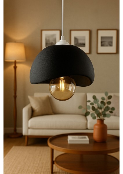 Siyah Beton Görünümlü Modern Sarkıt Avize, Vegan, Toz Tutmayan Salon, Oturma Odası, Çocuk Odası modelleri