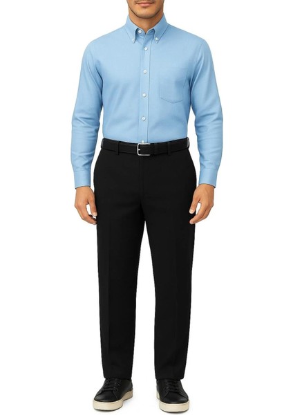 Rahat Kesim Pamuklu Keten Siyah Baba Erkek Pantolon