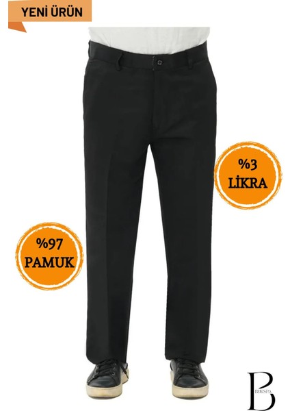 Rahat Kesim Pamuklu Keten Siyah Baba Erkek Pantolon fırsatları