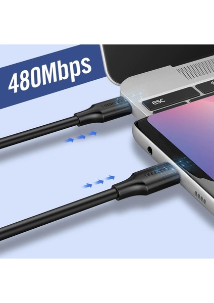 USB-C 60W 3A QC PD Hızlı Şarj Kablosu, 2 m, Siyah, 10306 modelleri