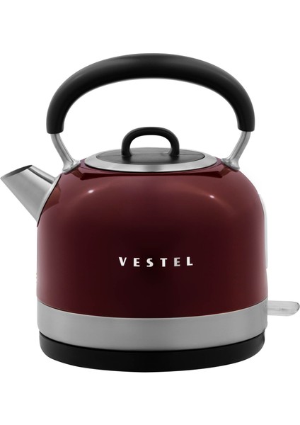 Retro Bordo Su Isıtıcı 1,7 lt Çelik Malzeme ile Hızlı Isıtma ve Güvenlik