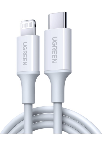USB-C - Lightning 3A PD MFi Sertifikalı Hızlı Şarj Kablosu, 1 m, Beyaz, 10493