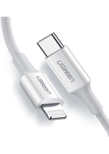 USB-C - Lightning 3A PD MFi Sertifikalı Hızlı Şarj Kablosu, 1 m, Beyaz, 10493