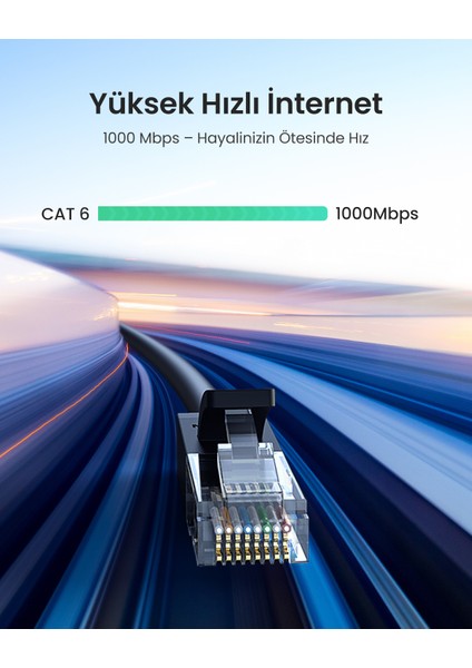 CAT6 Ethernet Kablosu, 2 Metre, Siyah, 20160