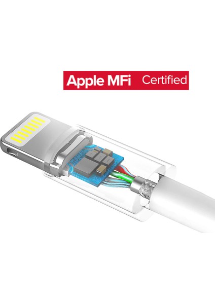 Lightning - USB-A MFi Sertifikalı İphone Hızlı Şarj Kablosu, 1 m, Beyaz, 20728 modelleri