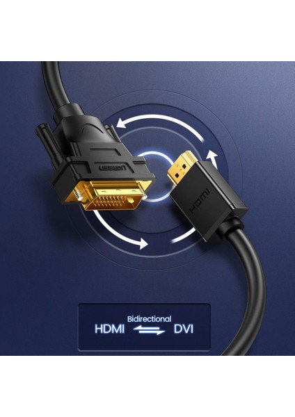 HDMI to DVI 1080P Çift Yönlü Görüntü Aktarma Kablosu, 3 Metre, 10136 modelleri