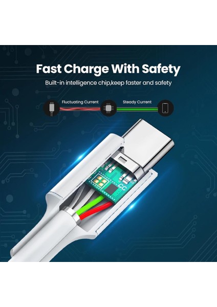 USB-C 100W 5A QC PD Hızlı Şarj Kablosu, 1 m, Beyaz, 60551 fırsatları