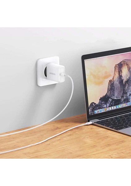 USB-C 100W 5A QC PD Hızlı Şarj Kablosu, 1 m, Beyaz, 60551