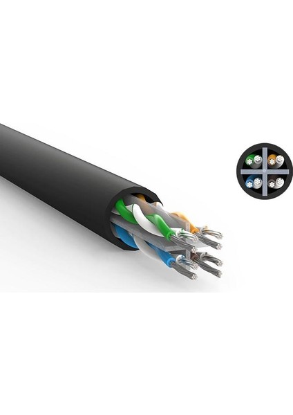 CAT6 Ethernet Kablosu, 50 Metre, Siyah, 20170 modelleri