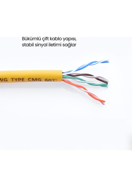 CAT5e Ethernet Kablosu, 2 Metre, Sarı, 11231 fırsatları