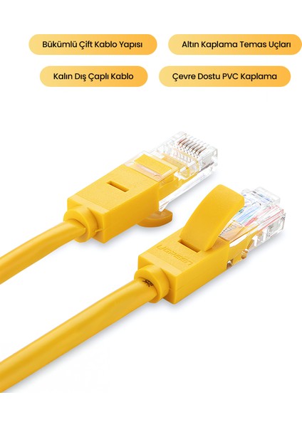 CAT5e Ethernet Kablosu, 2 Metre, Sarı, 11231 indirimleri