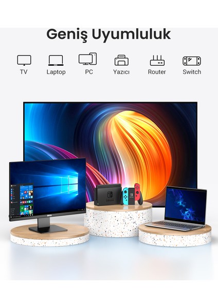 RJ45 Cat6 Cat7 Cat8 Ethernet Kablo Uzatma Aparatı Siyah, 20390