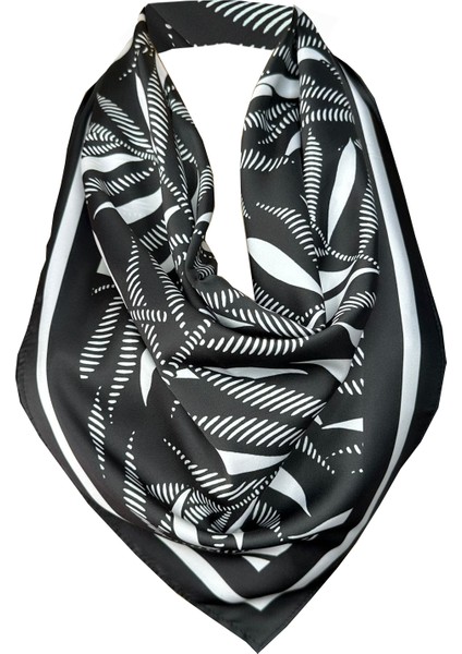 Scarf Black-White Fular 70*70 cm modelleri