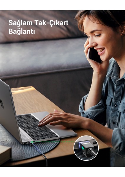 Cat8 25Gbps 2000Mhz Örgülü Ethernet Kablosu 3 Metre, 80432