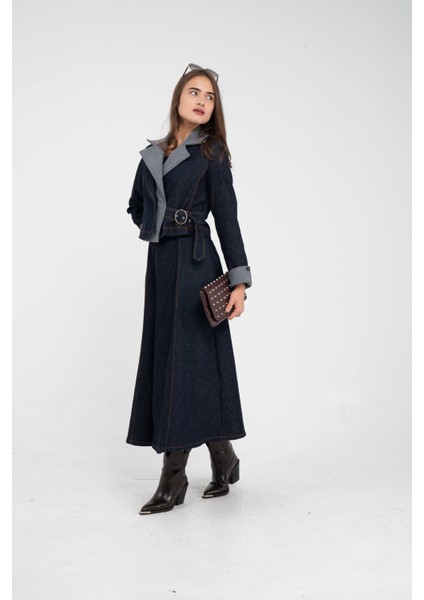 Kontrast Detaylı Kısa Ceket & Uzun Elbise Ikili Kadın Takım 9003 modelleri