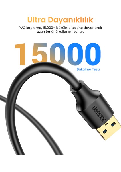 USB 3.0 Uzatma Kablosu 2 Metre, Siyah, 10373