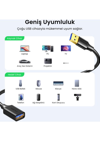USB 3.0 Uzatma Kablosu 2 Metre, Siyah, 10373