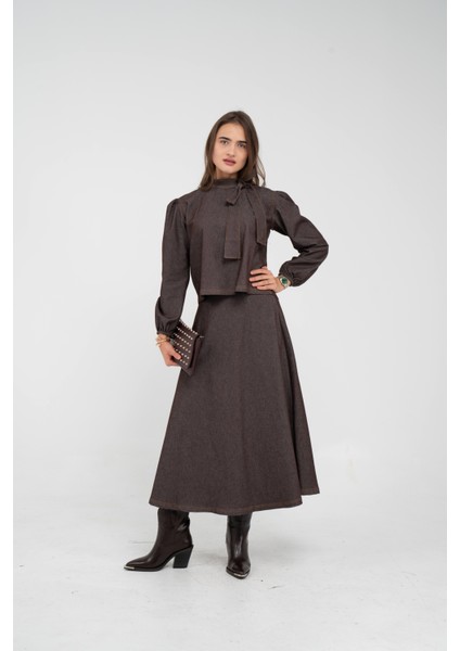 Fiyonk Yaka Detaylı Modern Ikili Kadın Takım 1765