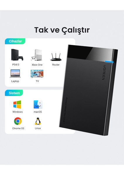 USB 3.0 2.5 İnç Harici HDD/SSD Disk Kutusu, 30848